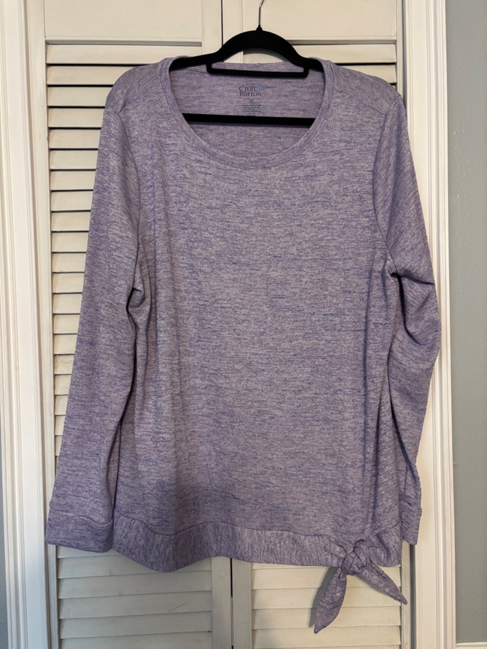croft & barrow Lavender Tie-Hem Long Sleeve Sweatshirt